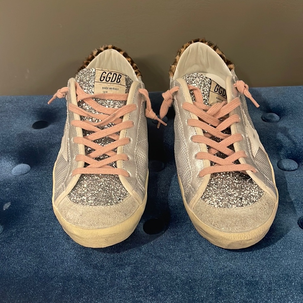 Golden Goose Superstars Glitter Pink Animal Print